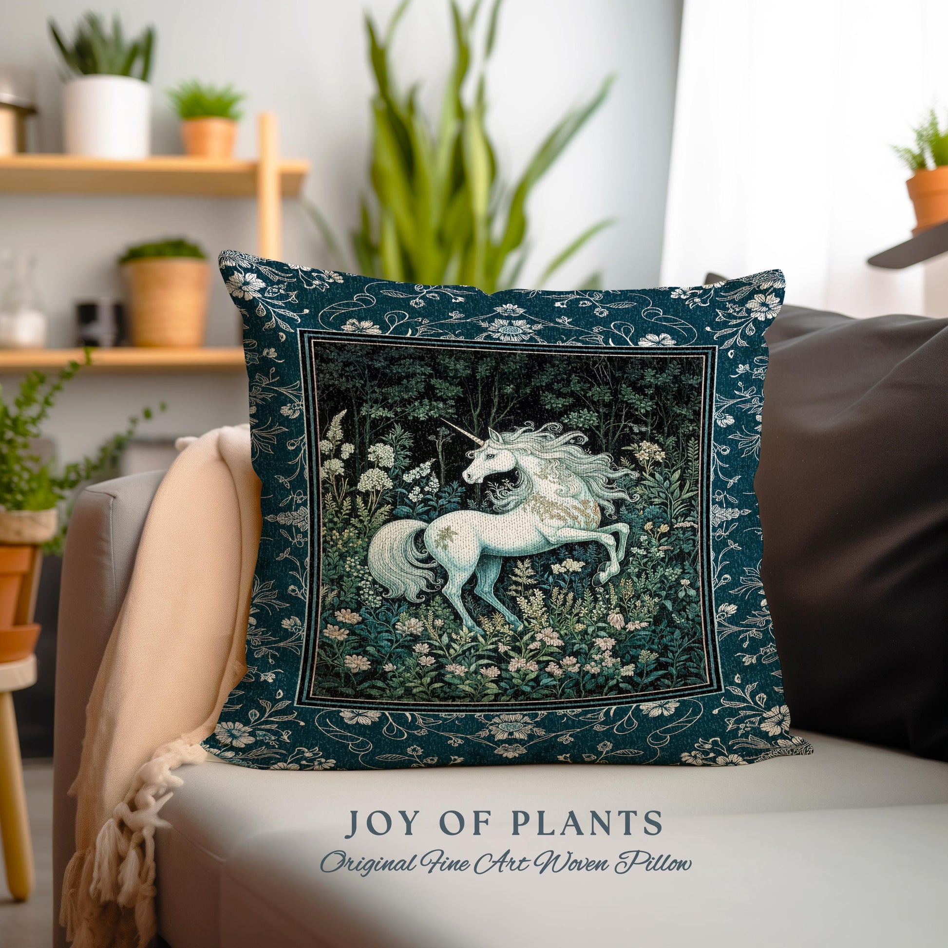 Midnight Magic Unicorn Tapestry Pillow Decorative Throw Cushion
