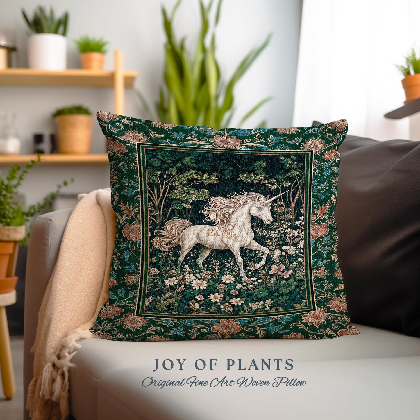 Storybook Aesthetic Mystic Unicorn Decorative Cushion Tapestry Throw Pillow