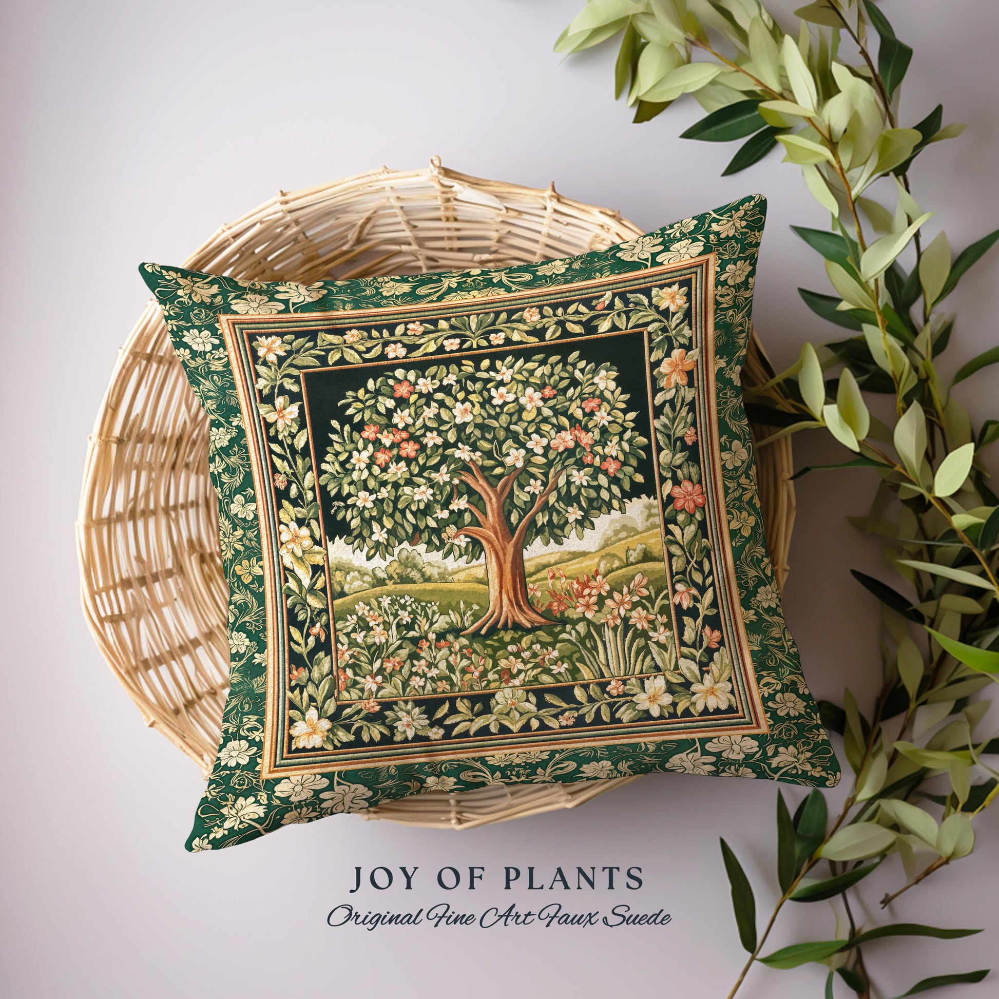 Botanical Tree of Life Decorative Tree Cushion Tapestry Throw Pillow