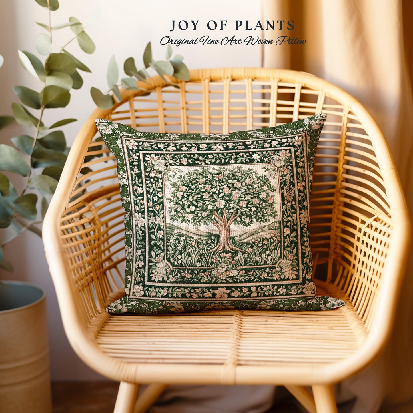 Enchanted Garden Folklore Tree Tapestry Pillow Decorative Throw Cushion