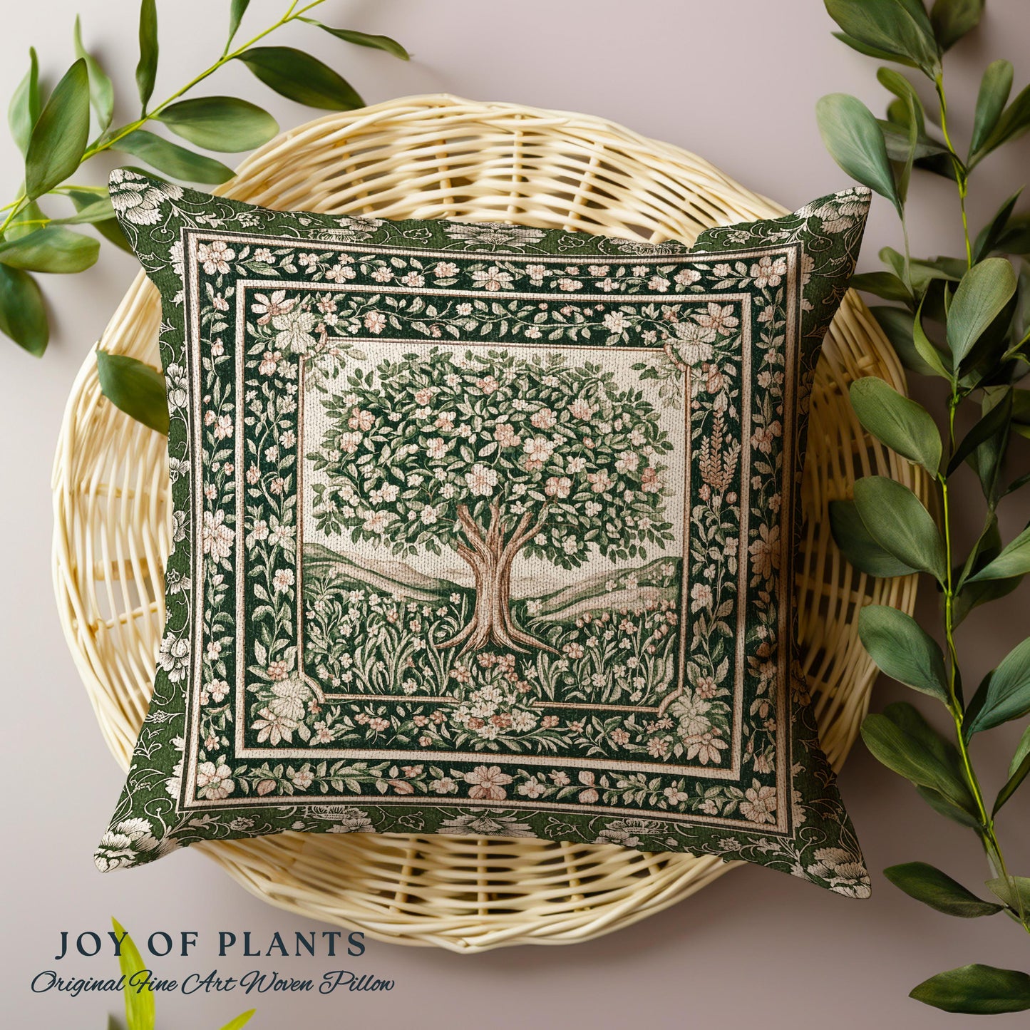 Enchanted Garden Folklore Tree Tapestry Pillow Decorative Throw Cushion