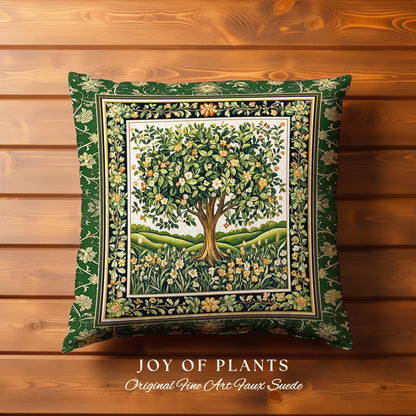 Emerald Green Floral Tree of Life Decorative Tree Cushion Tapestry Throw Pillow