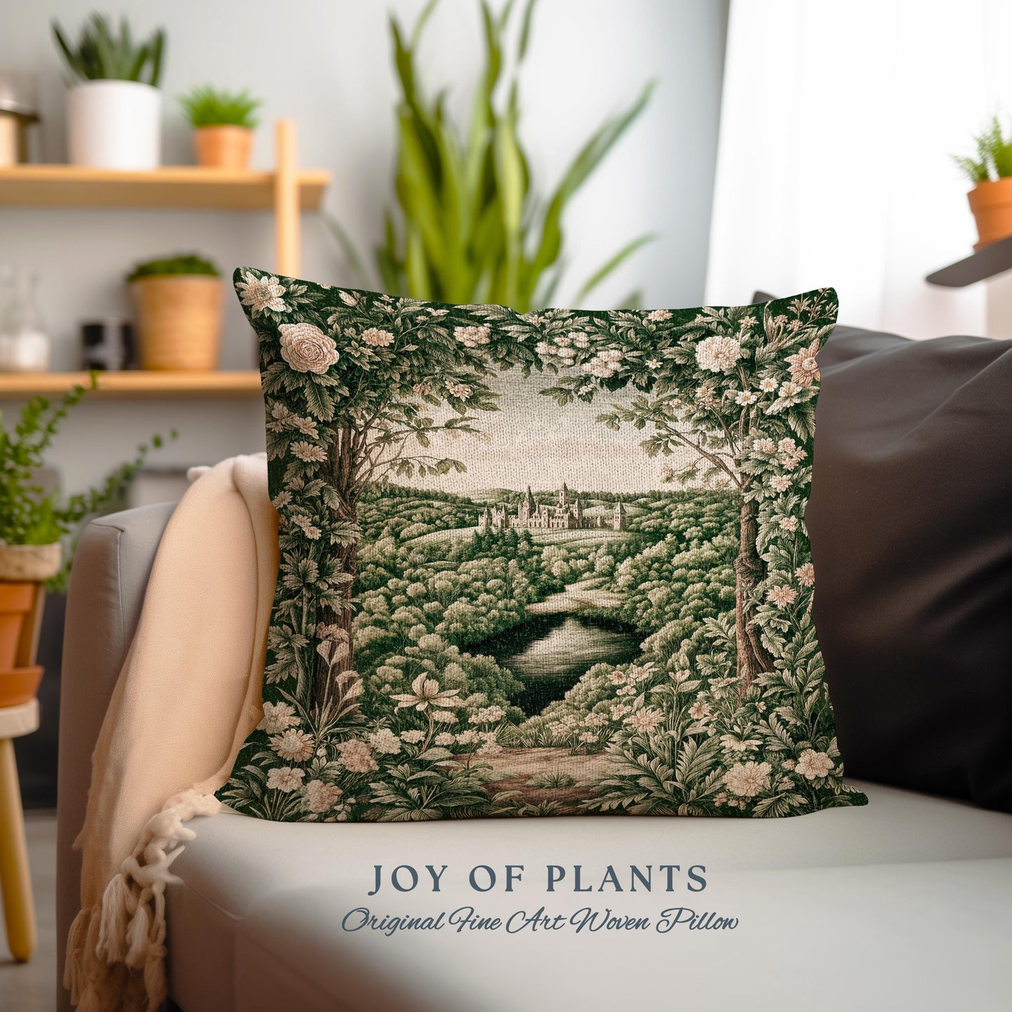 Castle Landscape Botanical Decorative Cushion Tapestry Throw Pillow