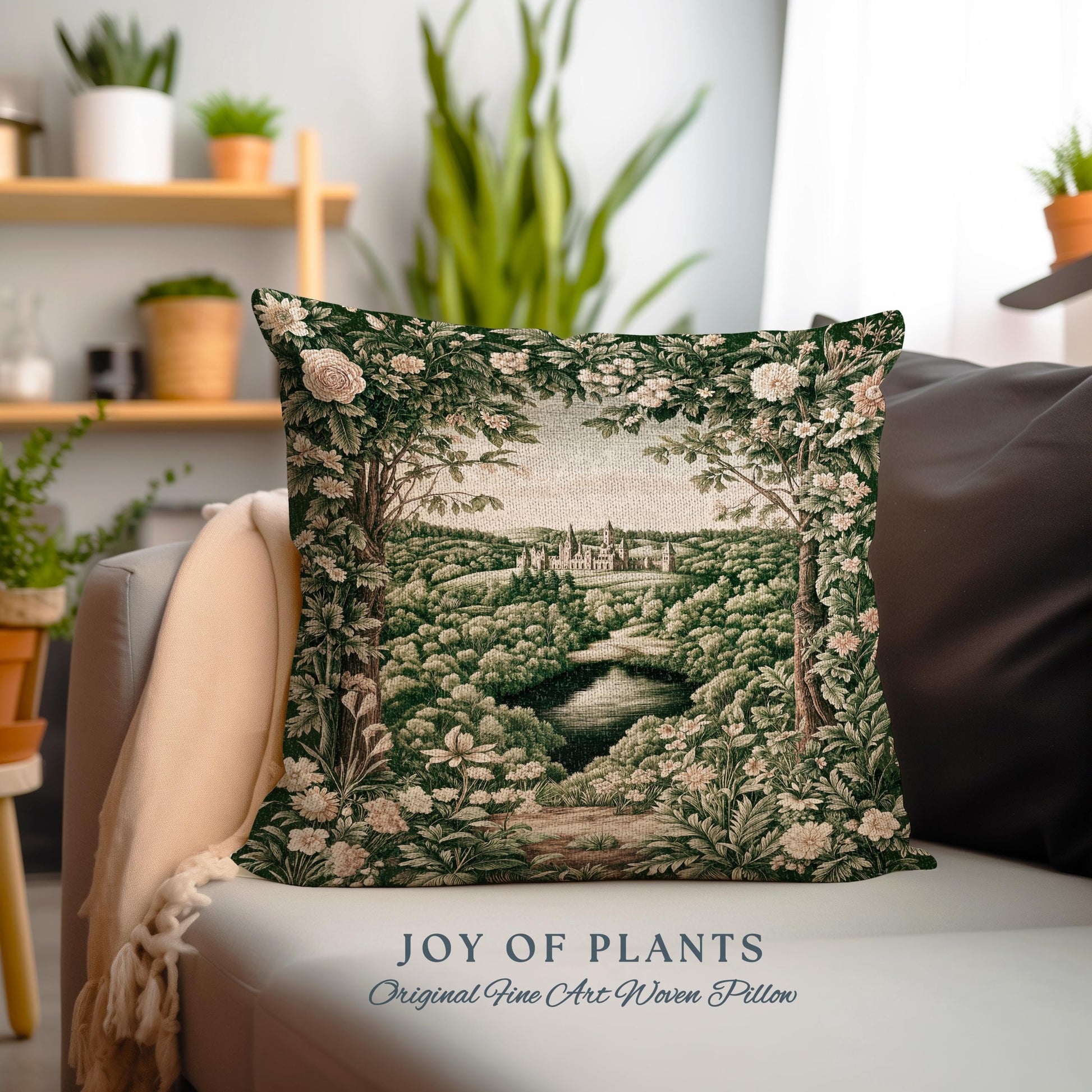 Castle Landscape Botanical Decorative Cushion Tapestry Throw Pillow