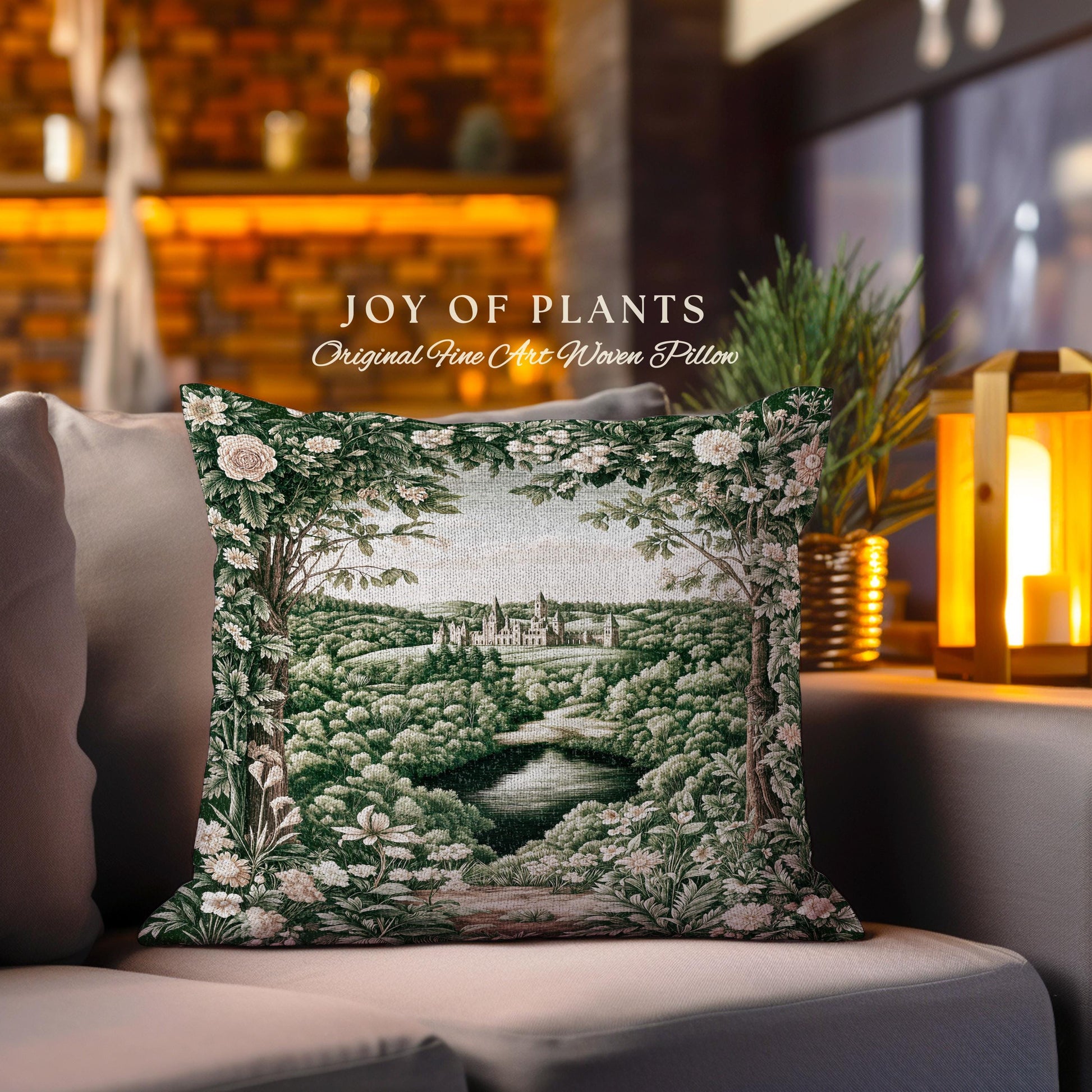 Castle Landscape Botanical Decorative Cushion Tapestry Throw Pillow