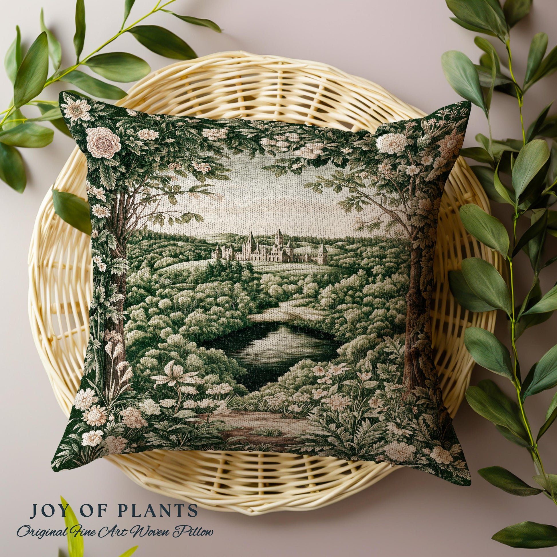 Castle Landscape Botanical Decorative Cushion Tapestry Throw Pillow