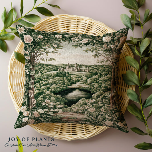 Castle Landscape Botanical Decorative Cushion Tapestry Throw Pillow