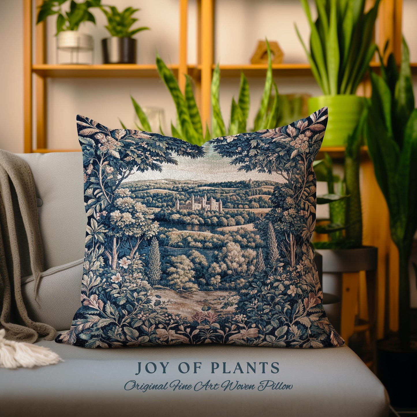 Elegant Rococo Landscape Botanical Tapestry Pillow Decorative Throw Cushion