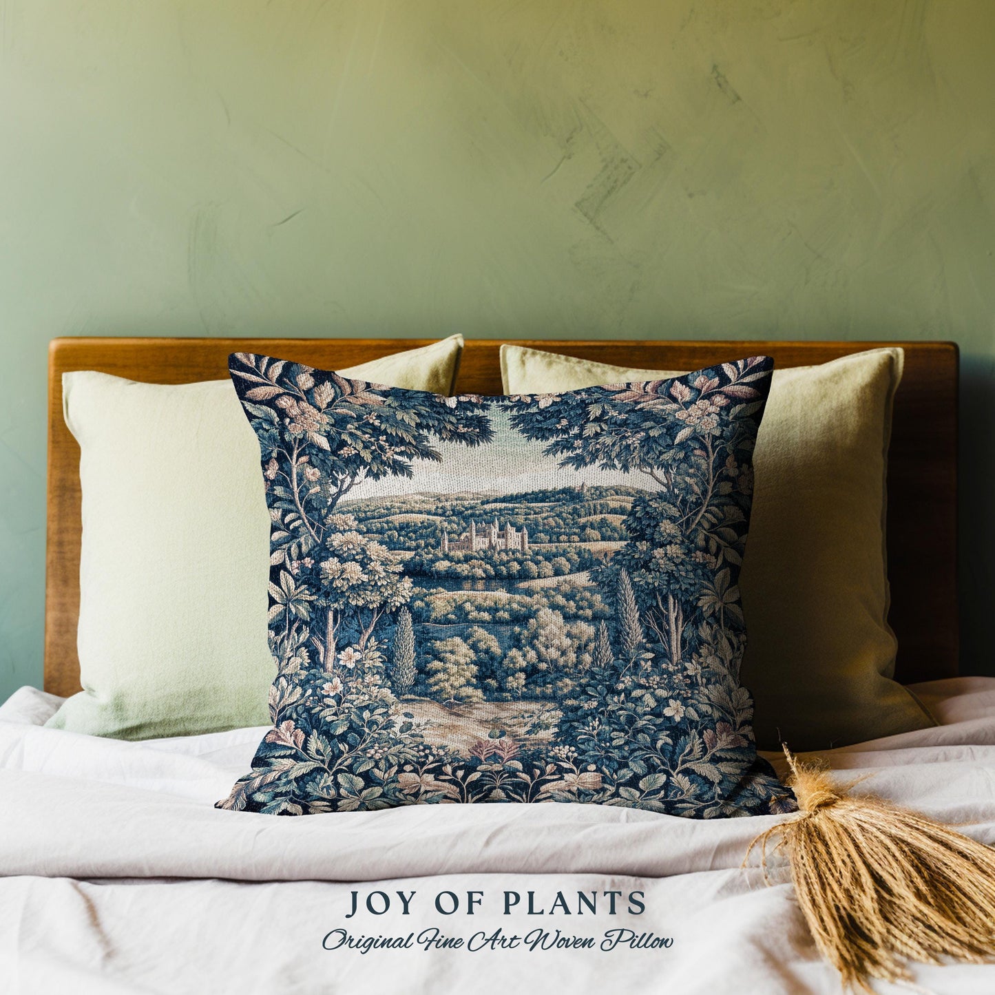 Elegant Rococo Landscape Botanical Tapestry Pillow Decorative Throw Cushion
