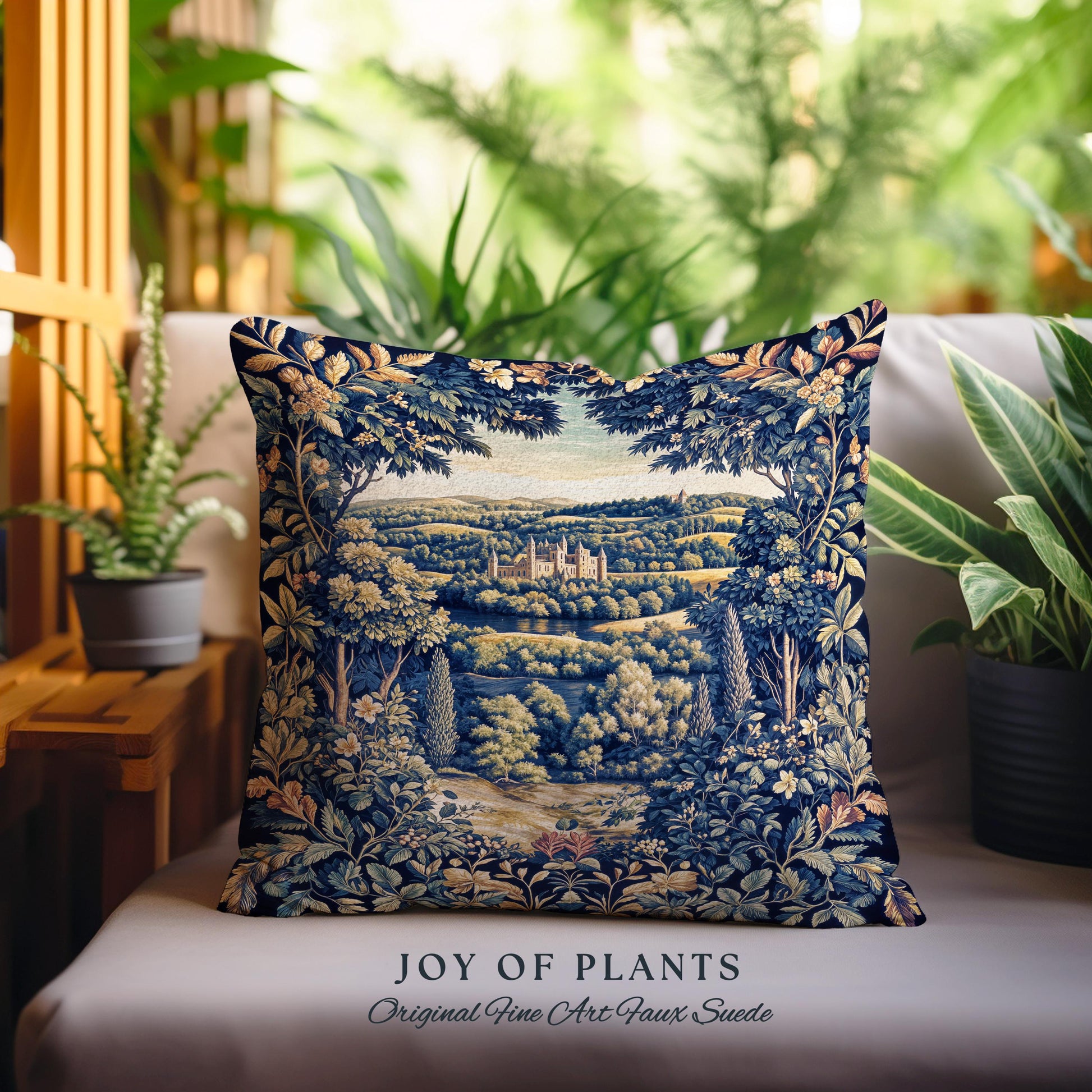 Elegant Rococo Landscape Botanical Tapestry Pillow Decorative Throw Cushion