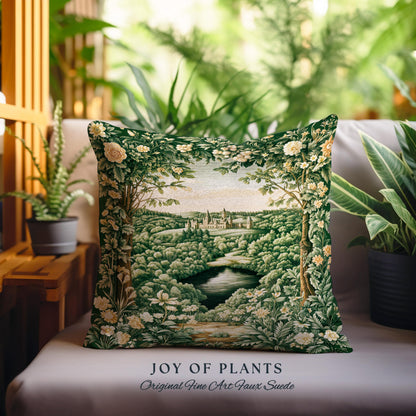 Castle Landscape Botanical Decorative Cushion Tapestry Throw Pillow
