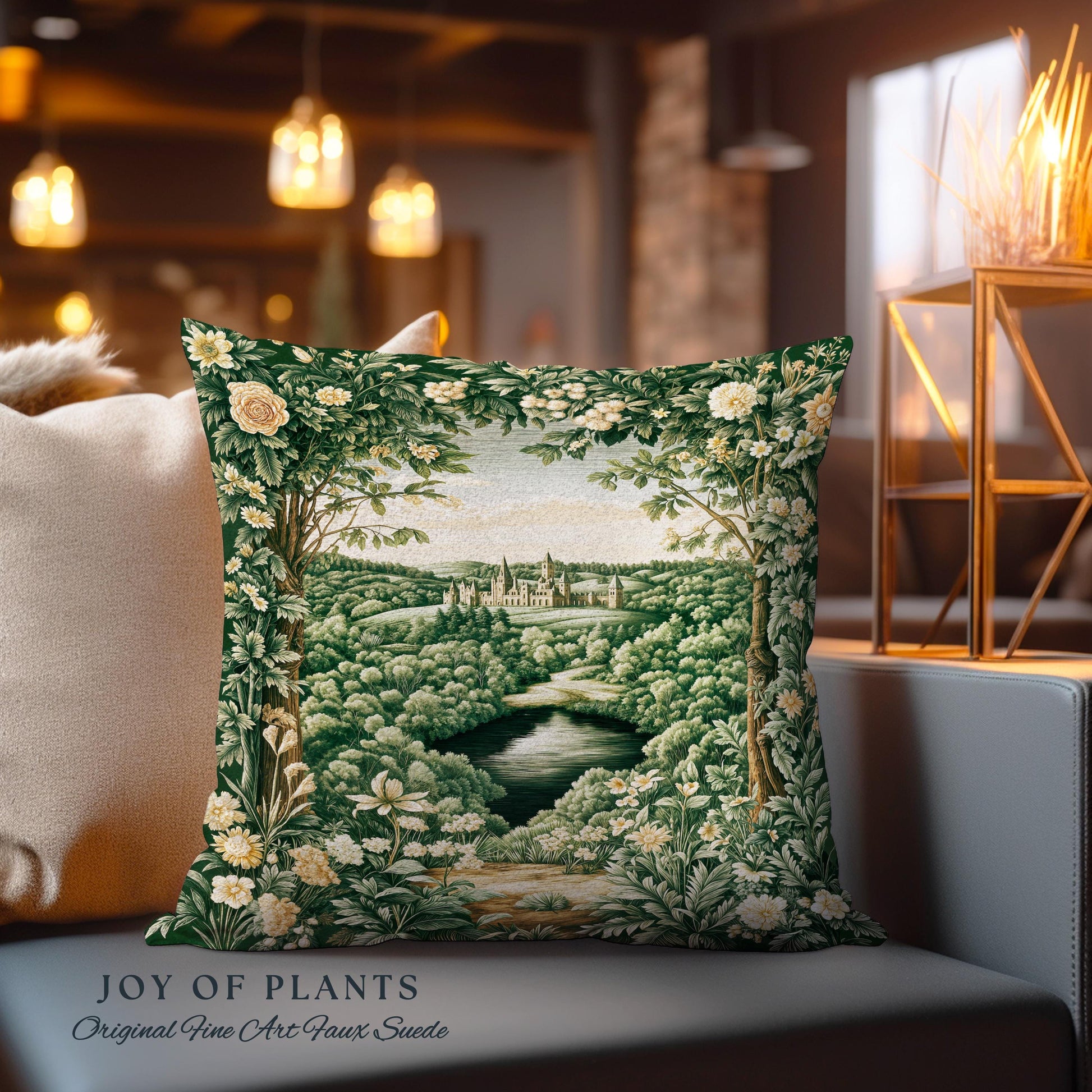 Castle Landscape Botanical Decorative Cushion Tapestry Throw Pillow