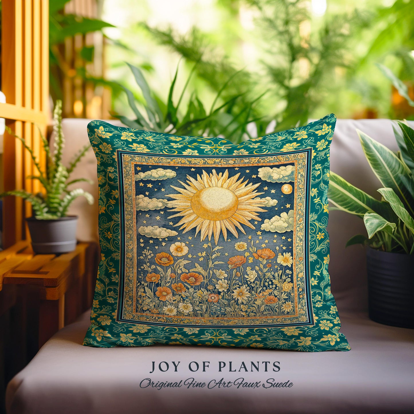 Maximalist Sun Goddess Decorative Tree Cushion Tapestry Throw Pillow