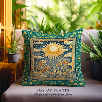 Maximalist Sun Goddess Decorative Tree Cushion Tapestry Throw Pillow