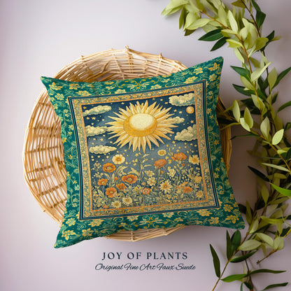 Maximalist Sun Goddess Decorative Tree Cushion Tapestry Throw Pillow
