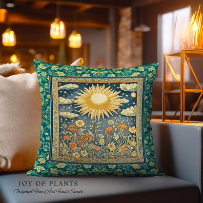 Maximalist Sun Goddess Decorative Tree Cushion Tapestry Throw Pillow