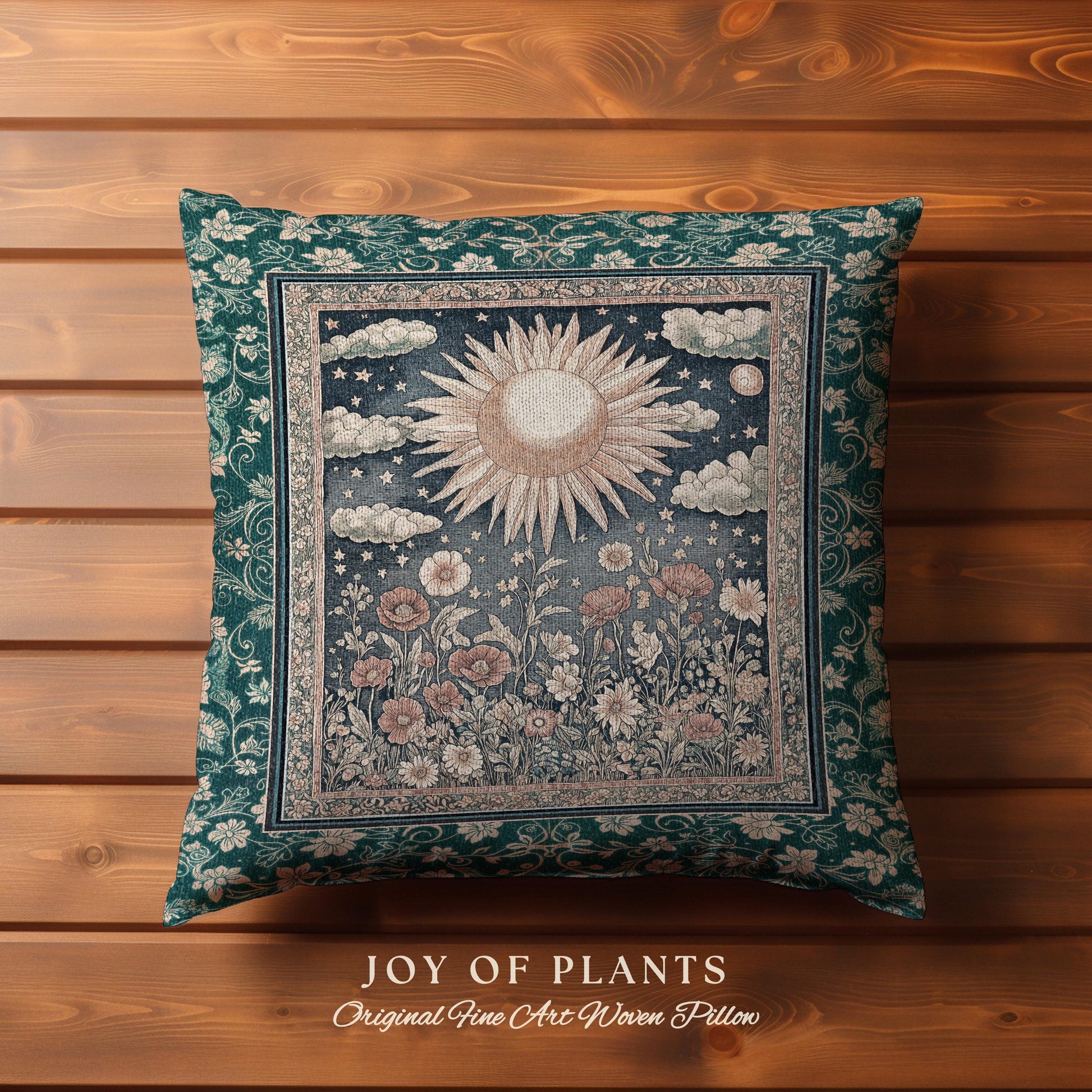 Maximalist Sun Goddess Decorative Tree Cushion Tapestry Throw Pillow