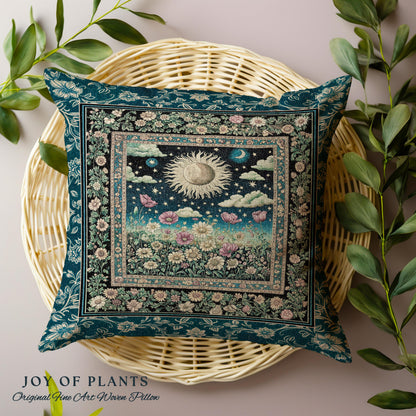 Floral Gothic Celestial Decorative Cushion Tapestry Throw Pillow