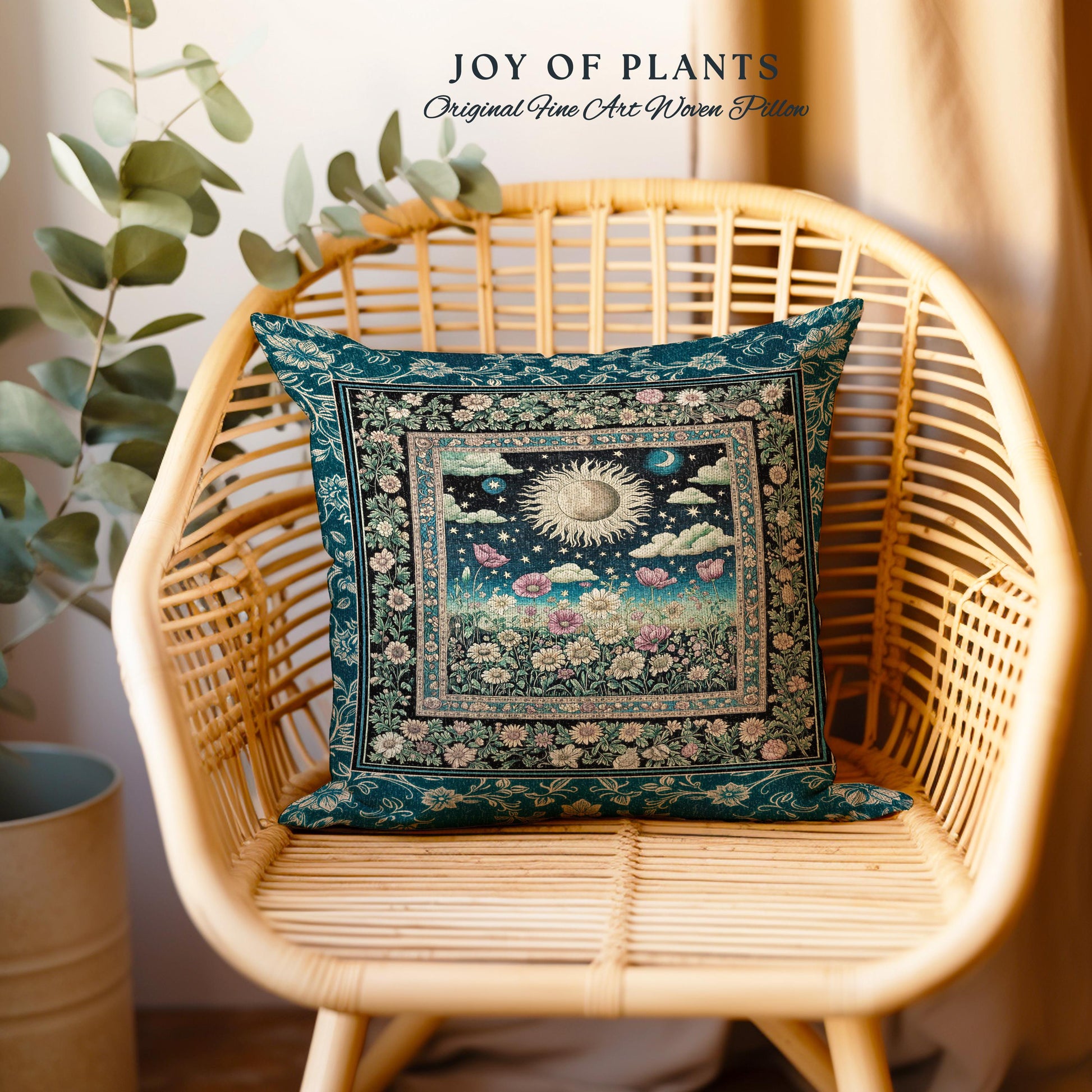 Floral Gothic Celestial Decorative Cushion Tapestry Throw Pillow