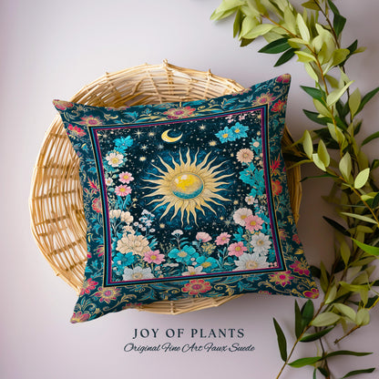 Celestial Sun Rustic Decorative Cushion Tapestry Throw Pillow