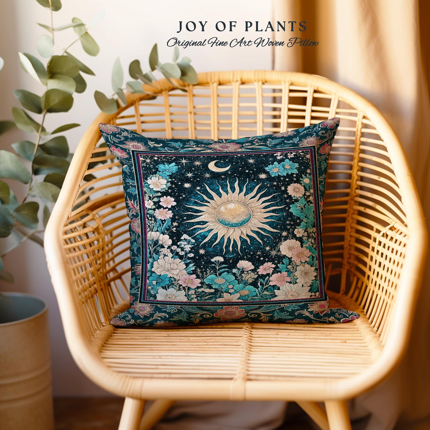 Celestial Sun Rustic Decorative Cushion Tapestry Throw Pillow
