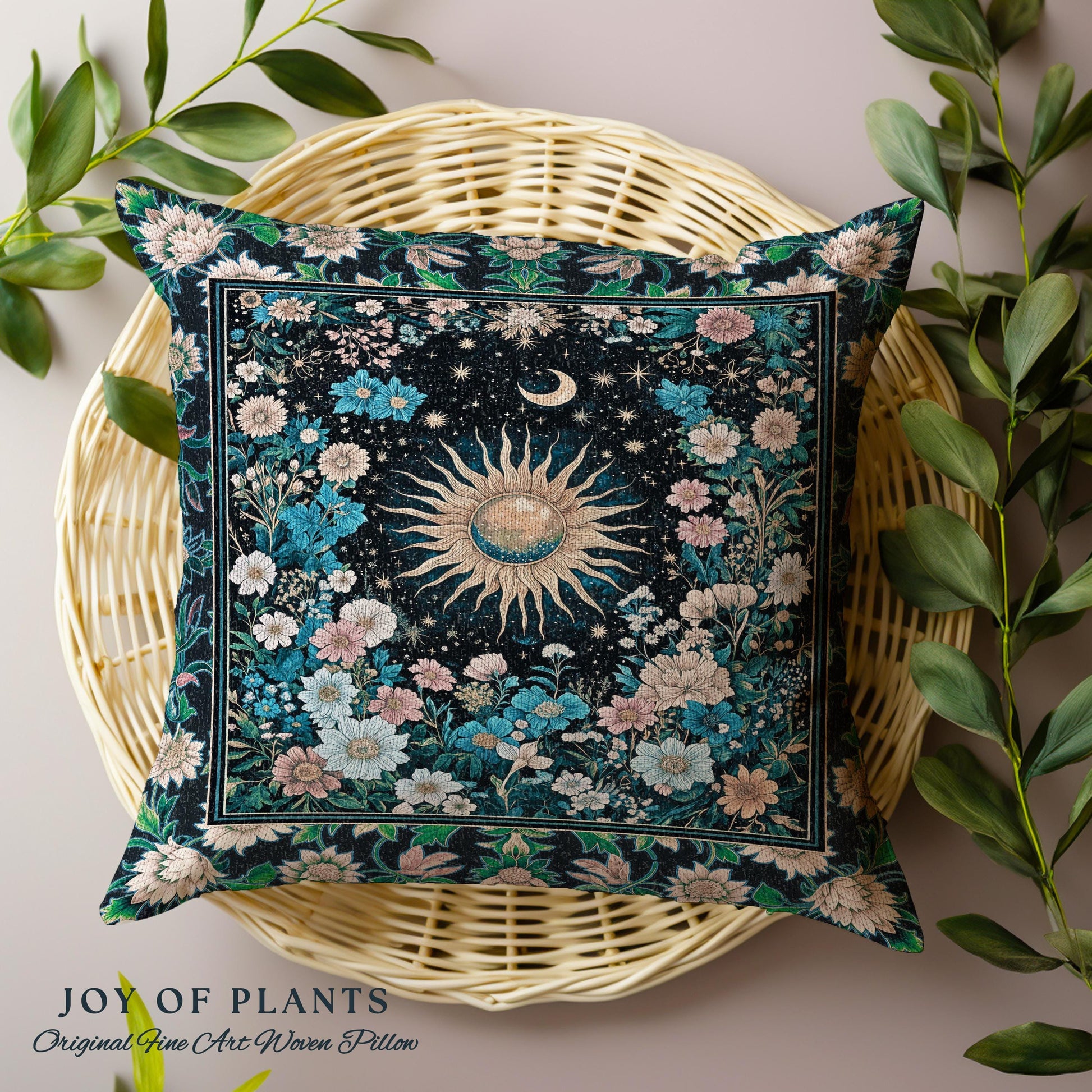 Colorful Maximalist Boho Sun Tapestry Pillow Decorative Throw Cushion