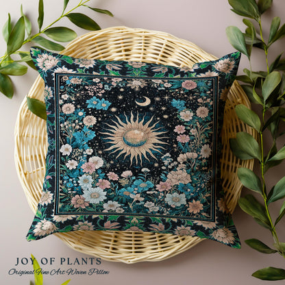 Colorful Maximalist Boho Sun Tapestry Pillow Decorative Throw Cushion