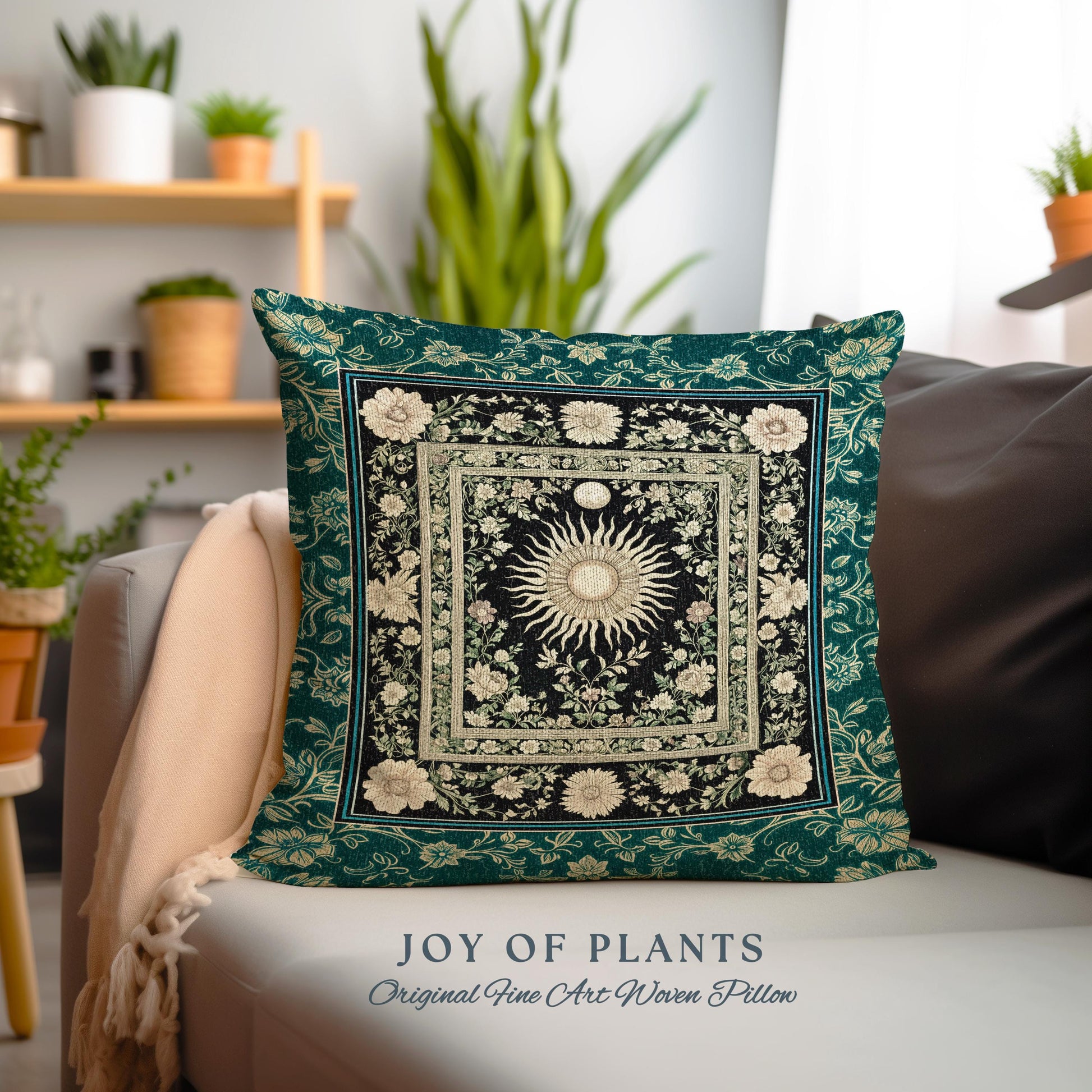 Witchy Celestial Sun Decorative Cushion Tapestry Throw Pillow