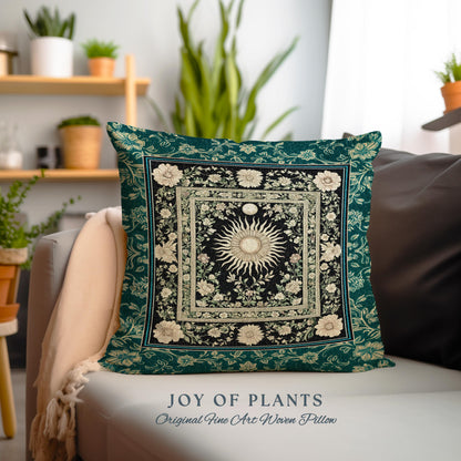 Witchy Celestial Sun Decorative Cushion Tapestry Throw Pillow