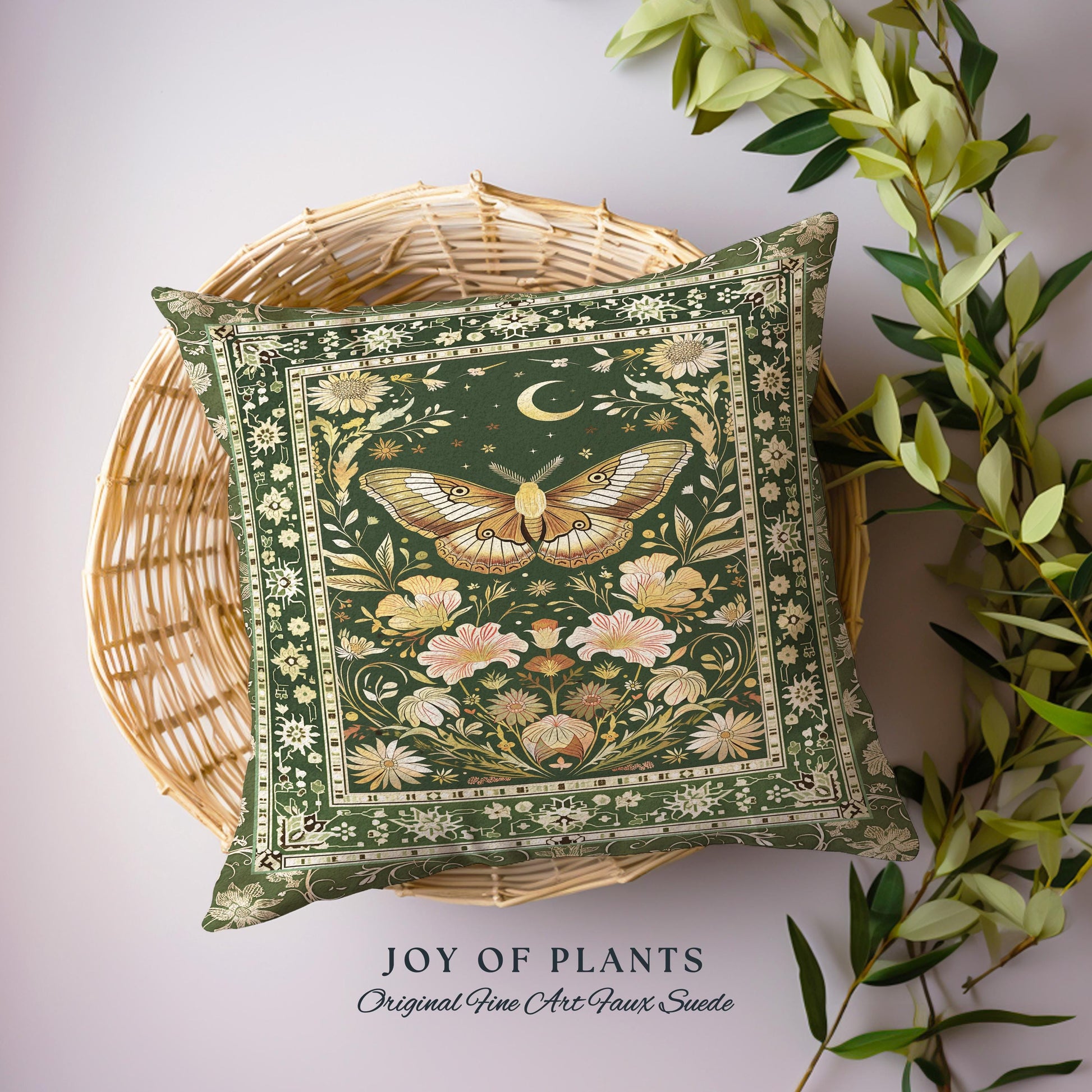Boho Butterfly Moon Floral Garden Decorative Cushion Tapestry Throw Pillow