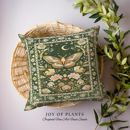 Boho Butterfly Moon Floral Garden Decorative Cushion Tapestry Throw Pillow