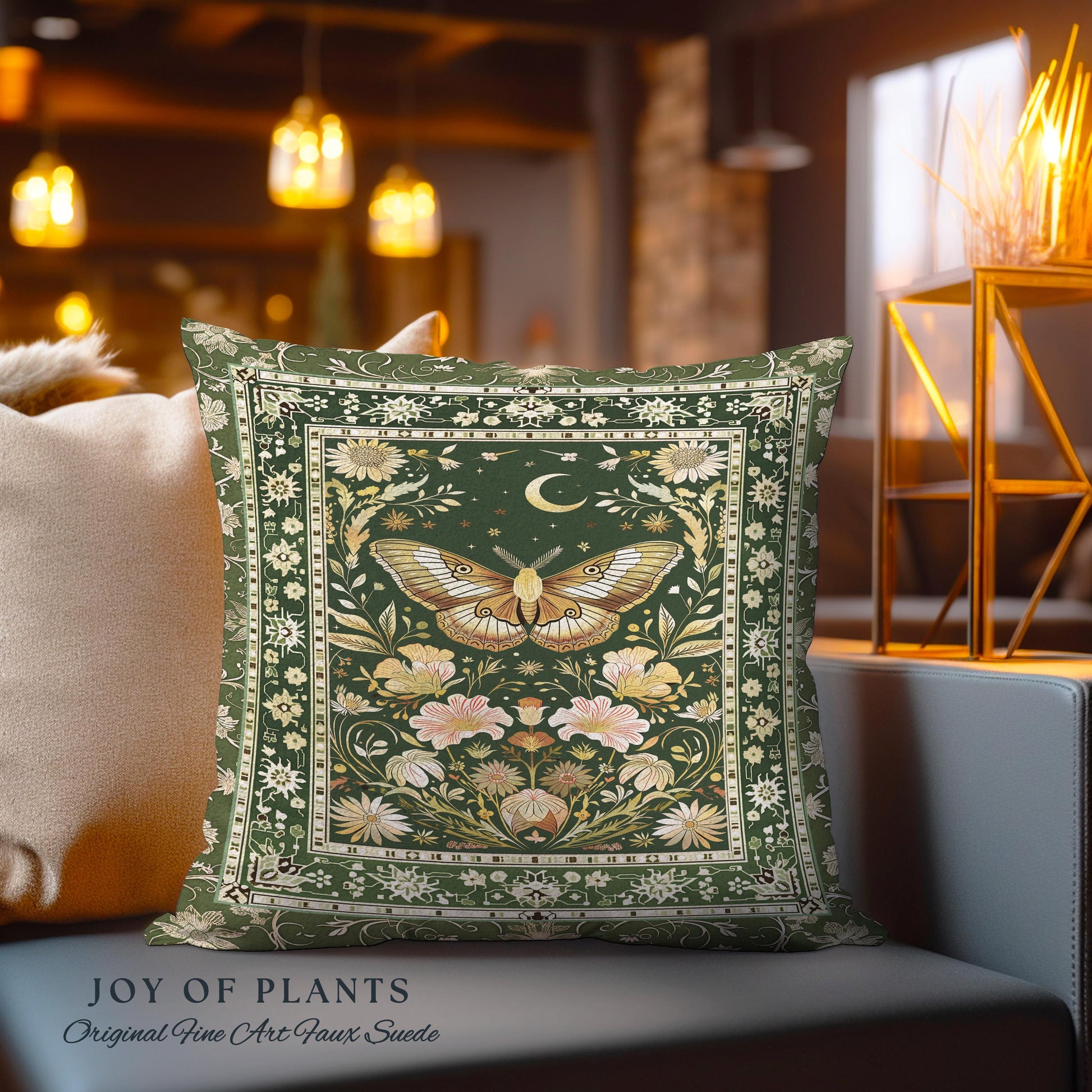 Boho Butterfly Moon Floral Garden Decorative Cushion Tapestry Throw Pillow