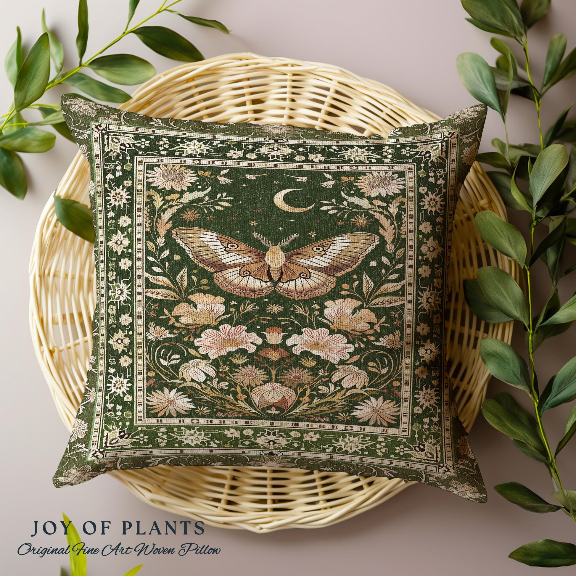 Boho Butterfly Moon Floral Garden Decorative Cushion Tapestry Throw Pillow