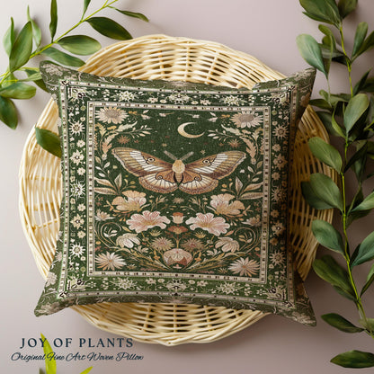 Boho Butterfly Moon Floral Garden Decorative Cushion Tapestry Throw Pillow