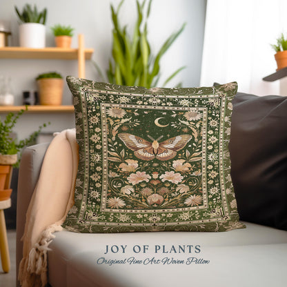 Boho Butterfly Moon Floral Garden Decorative Cushion Tapestry Throw Pillow