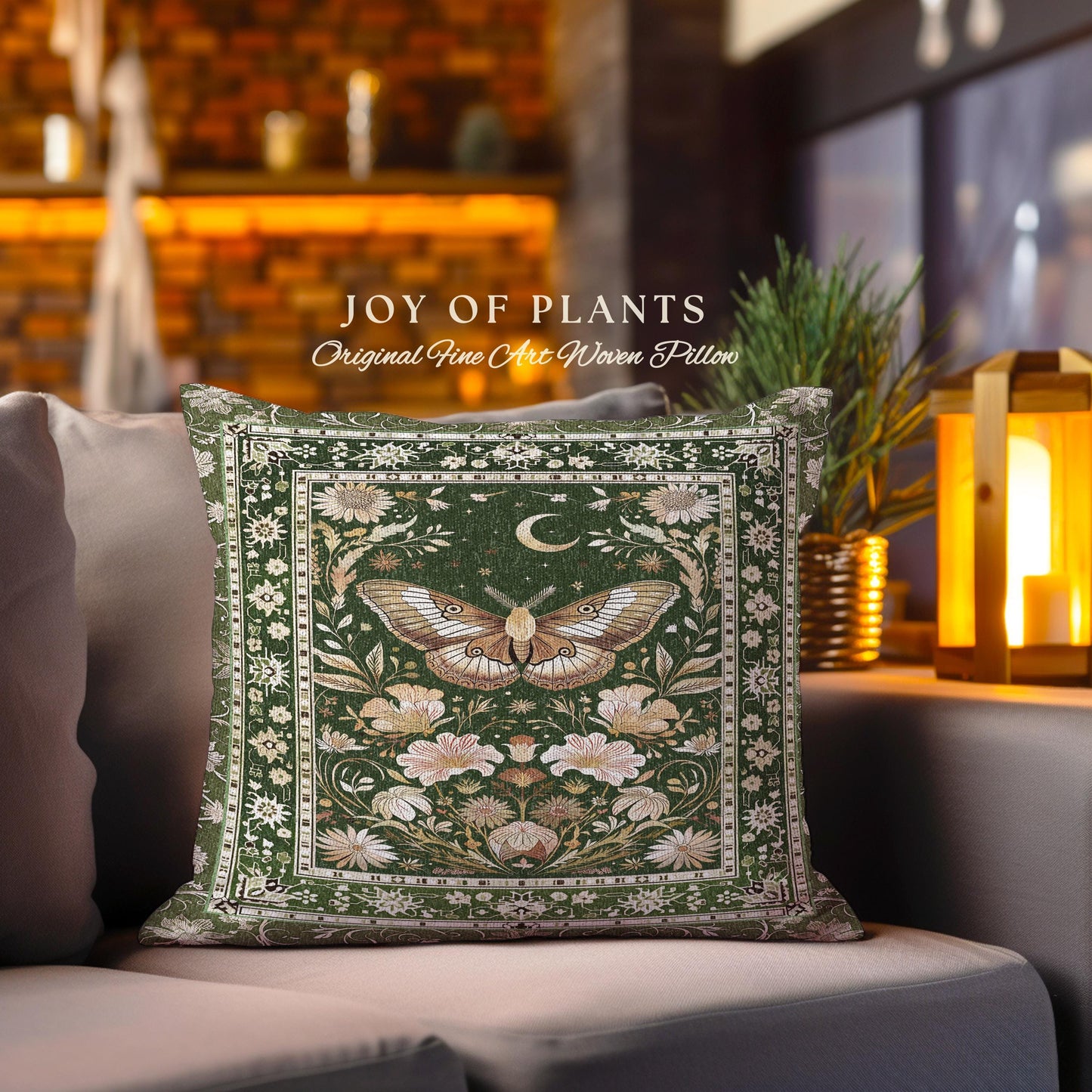 Boho Butterfly Moon Floral Garden Decorative Cushion Tapestry Throw Pillow