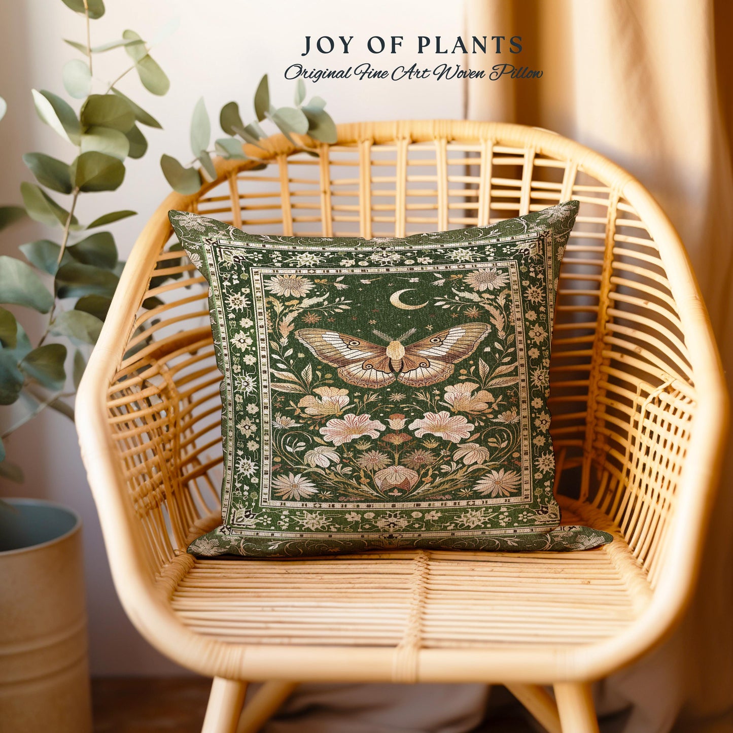 Boho Butterfly Moon Floral Garden Decorative Cushion Tapestry Throw Pillow