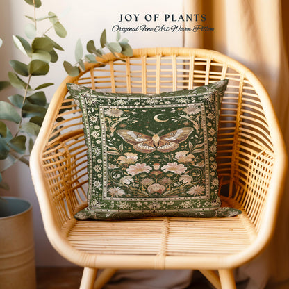 Boho Butterfly Moon Floral Garden Decorative Cushion Tapestry Throw Pillow