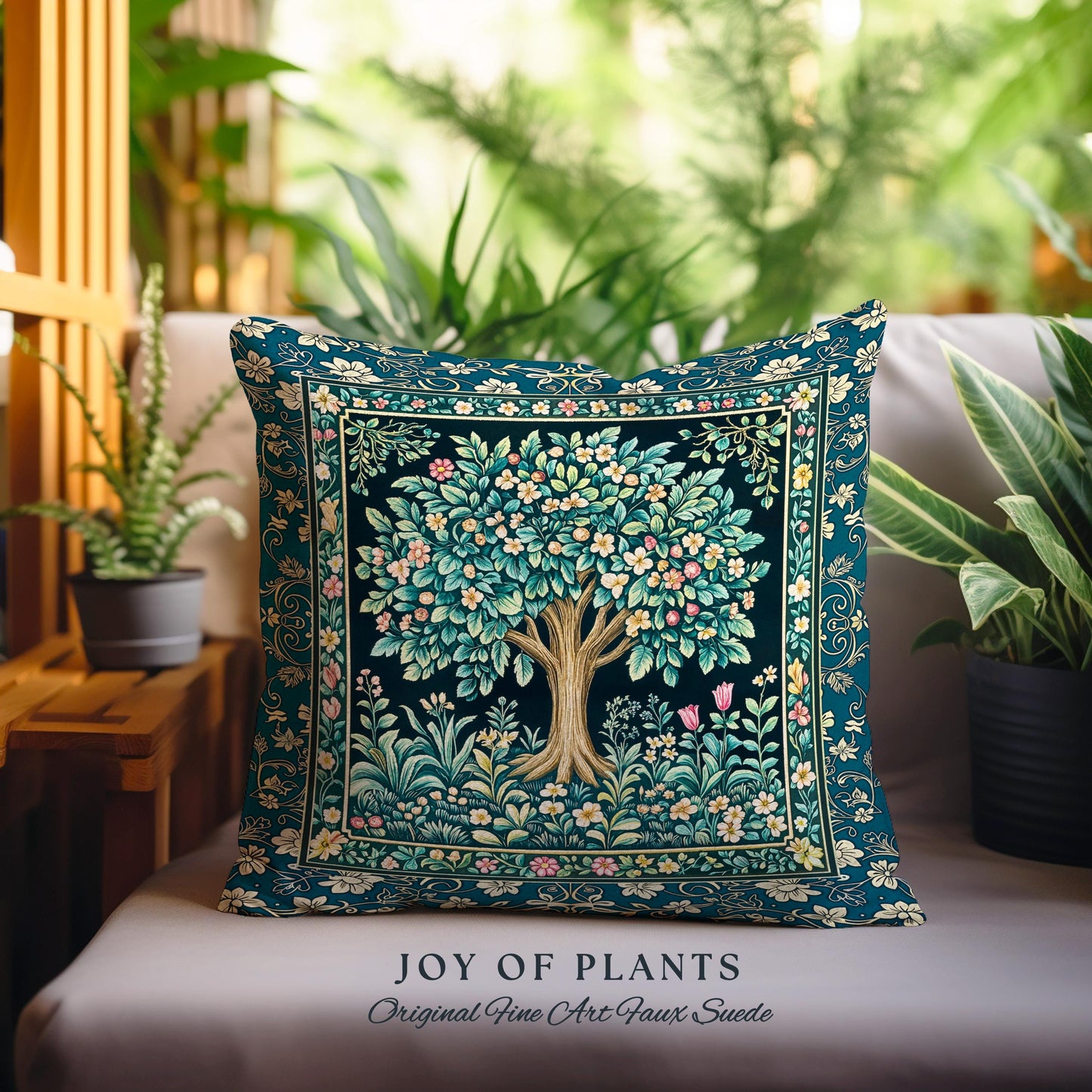 Folklore Forest Storybook Decorative Tree Cushion Tapestry Throw Pillow