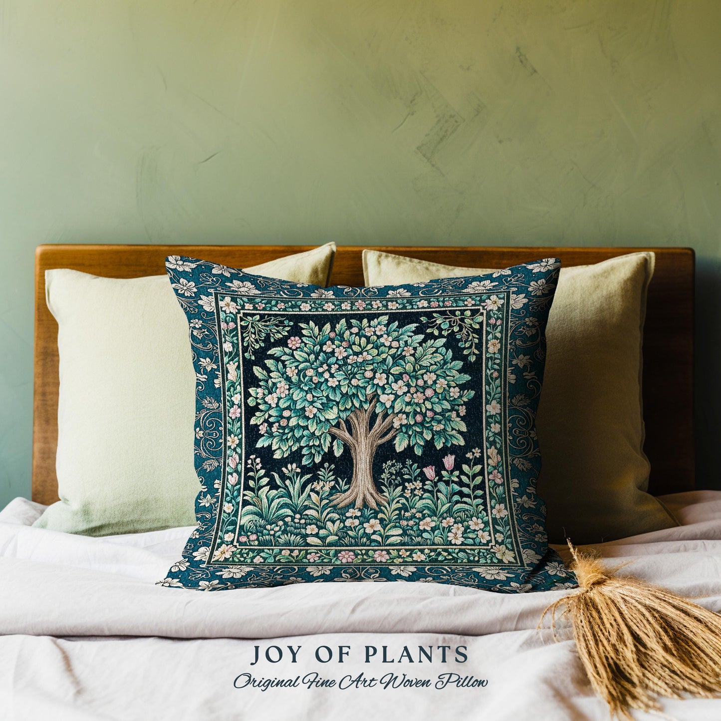 Folklore Forest Storybook Decorative Tree Cushion Tapestry Throw Pillow