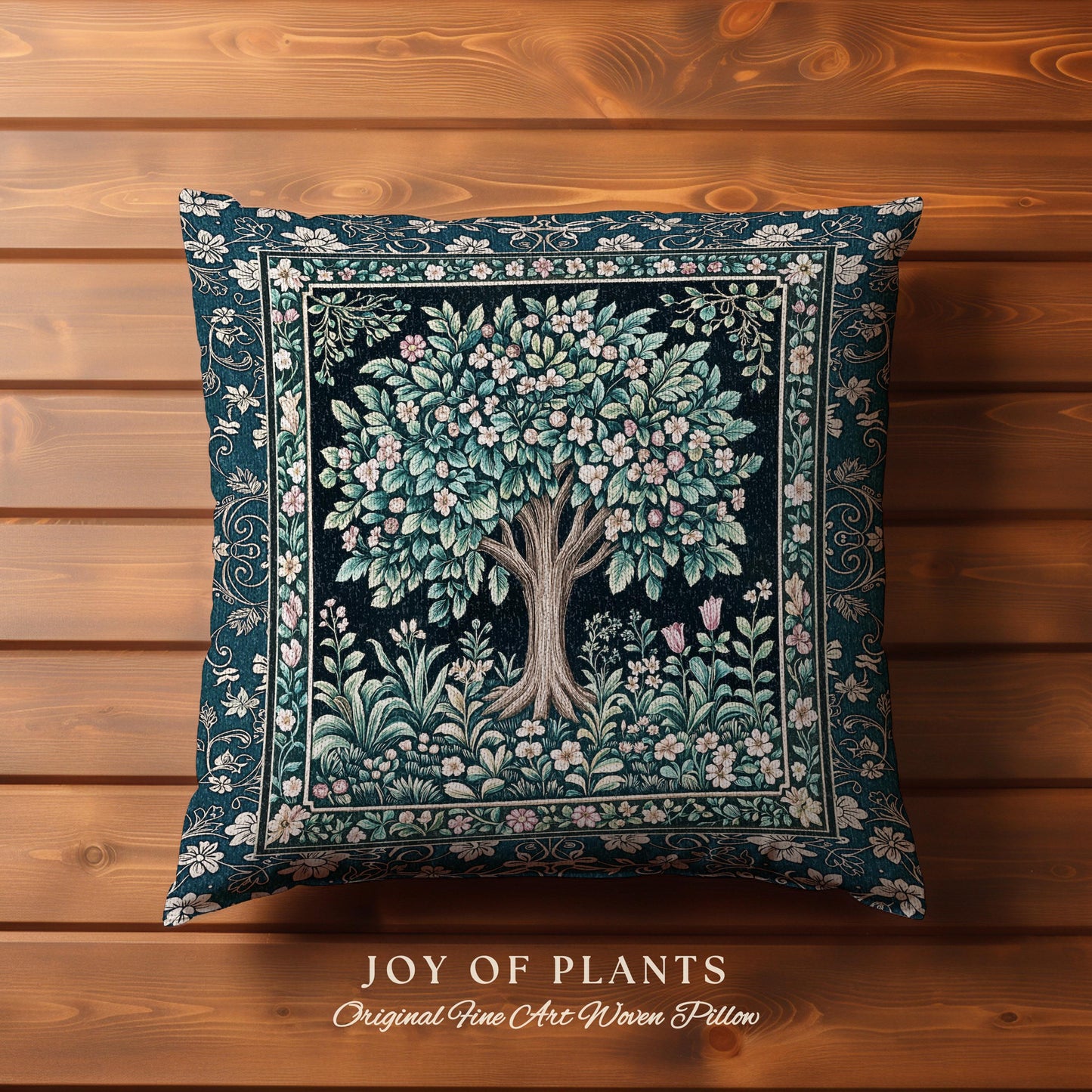 Folklore Forest Storybook Decorative Tree Cushion Tapestry Throw Pillow