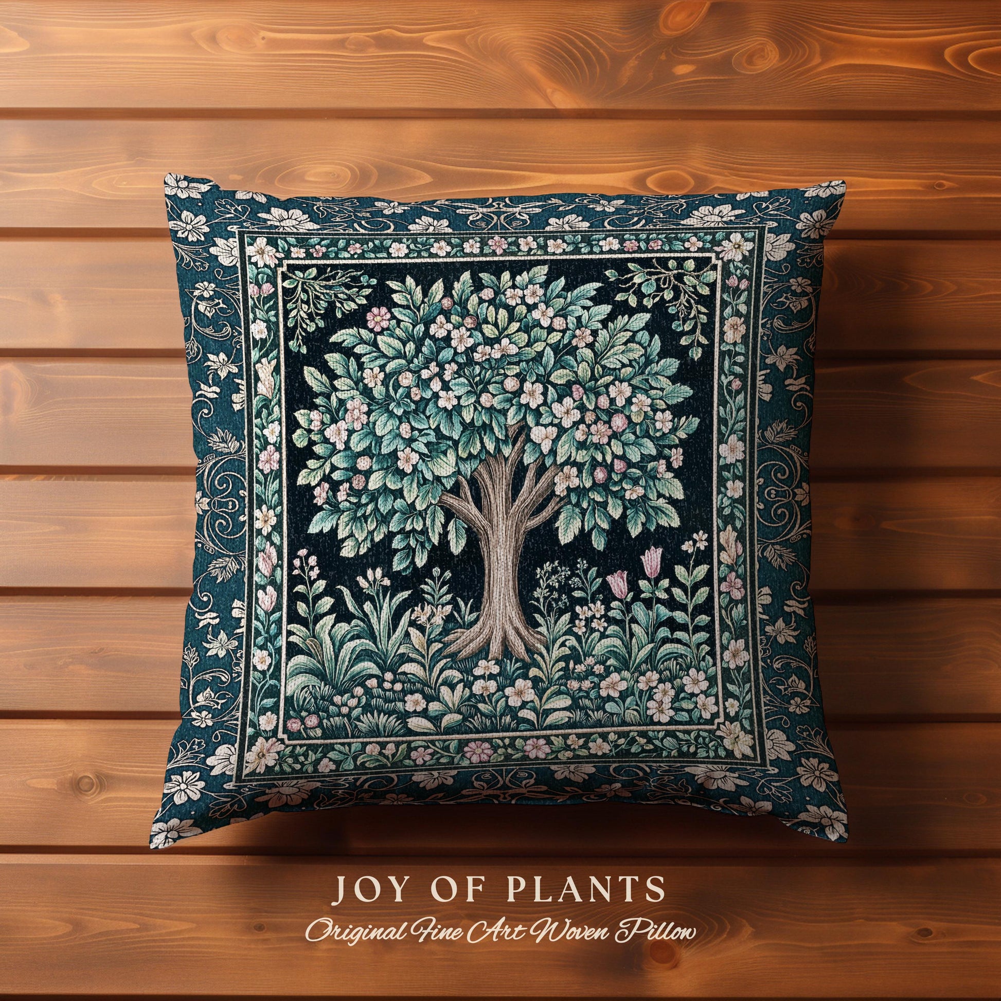 Folklore Forest Storybook Decorative Tree Cushion Tapestry Throw Pillow