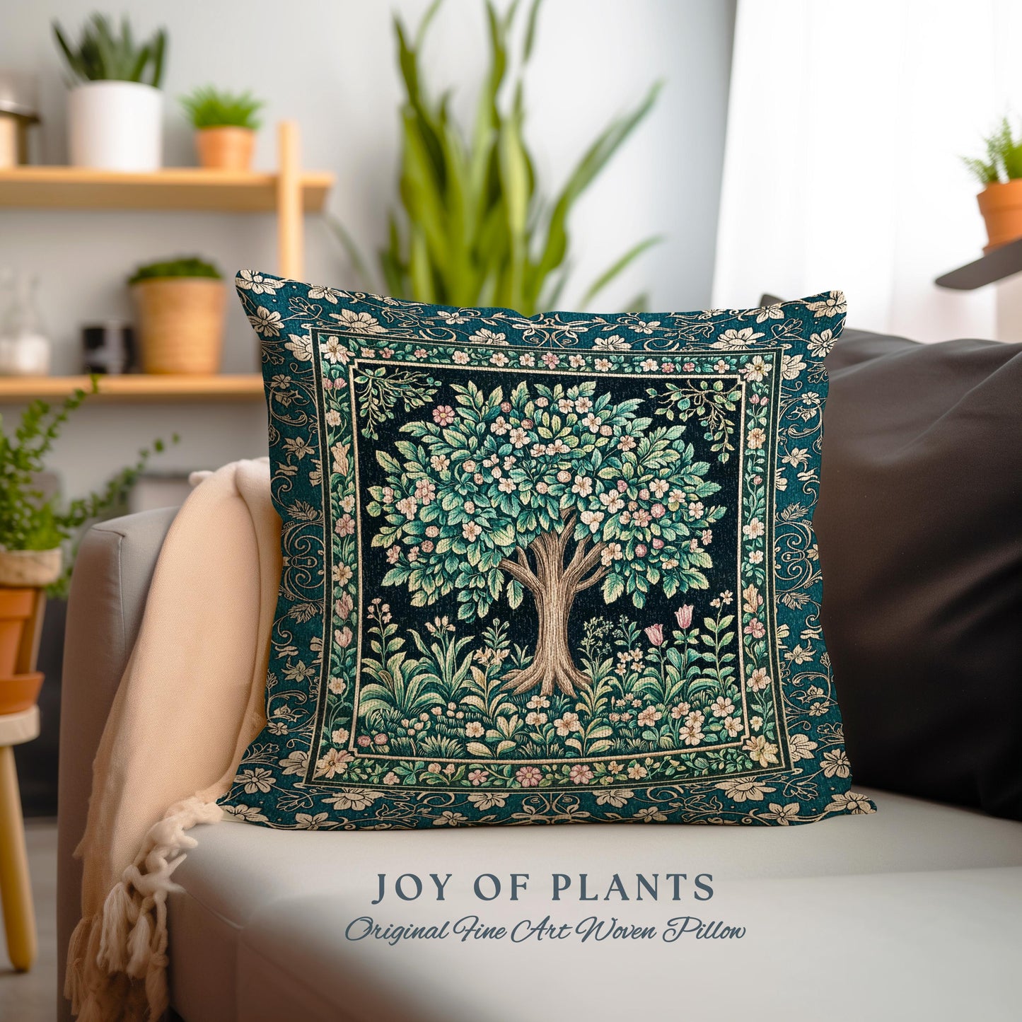 Folklore Forest Storybook Decorative Tree Cushion Tapestry Throw Pillow