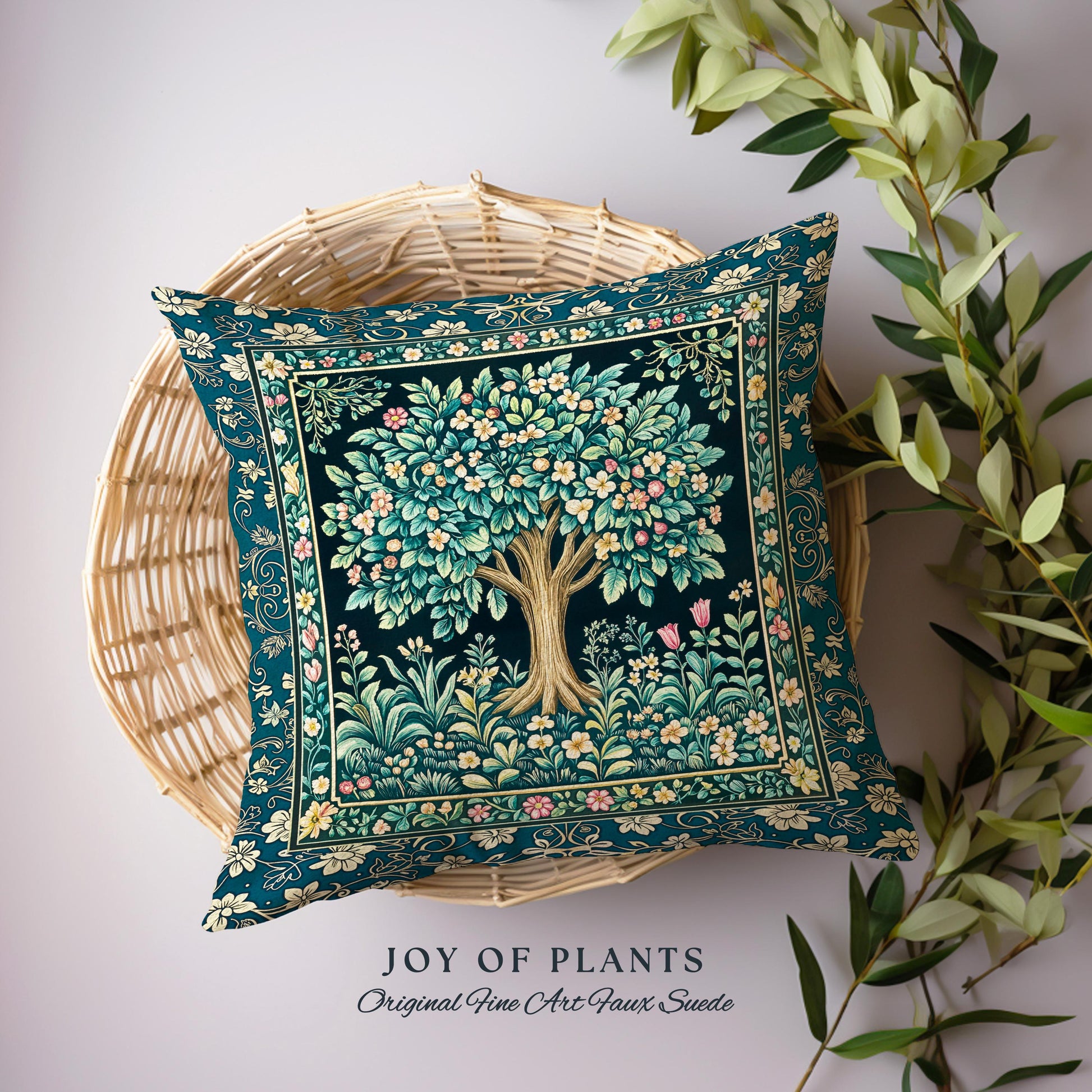 Folklore Forest Storybook Decorative Tree Cushion Tapestry Throw Pillow