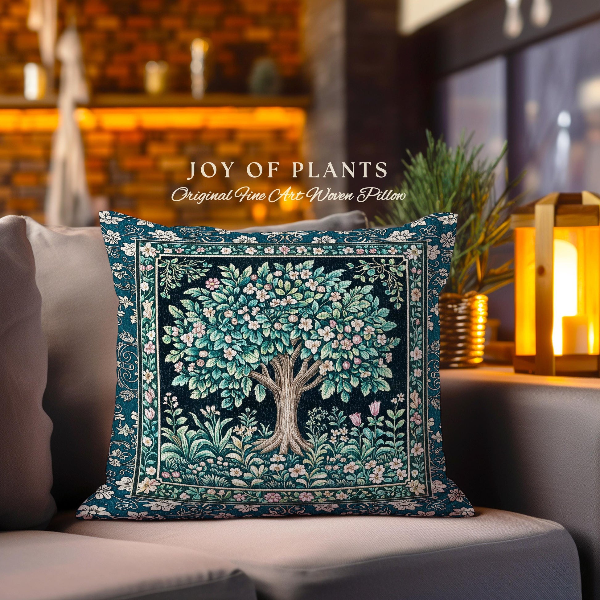 Folklore Forest Storybook Decorative Tree Cushion Tapestry Throw Pillow