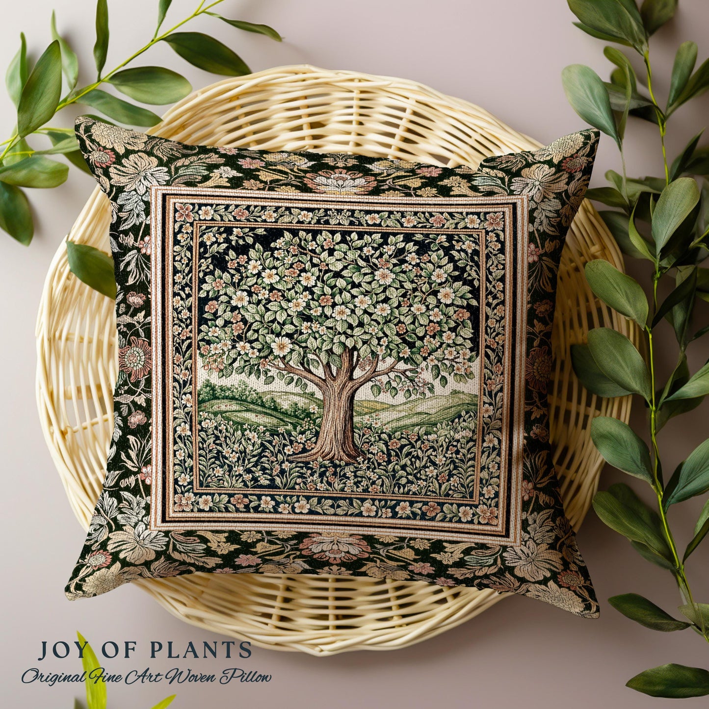 Rustic Fairytale Tree Tapestry Pillow Decorative Throw Cushion