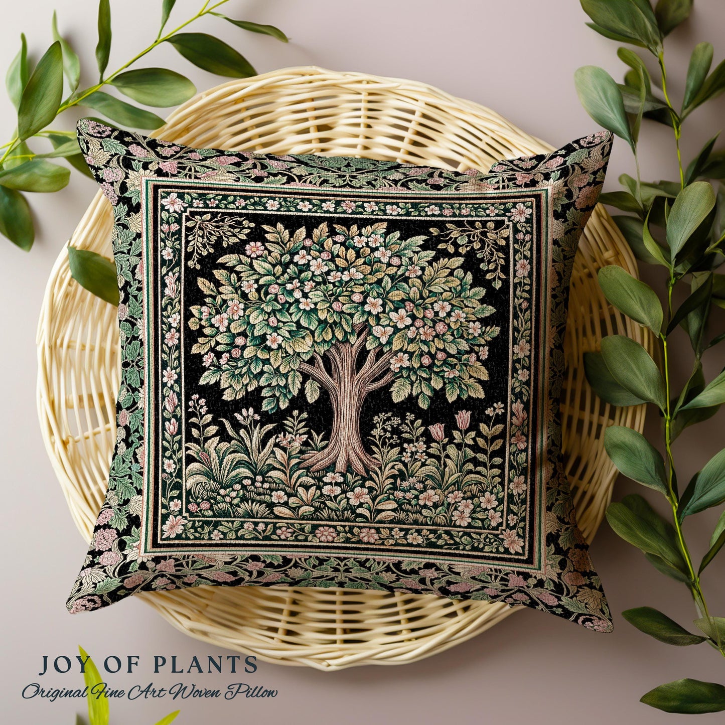 Fairy Garden Tree of Life Decorative Cushion Tapestry Throw Pillow