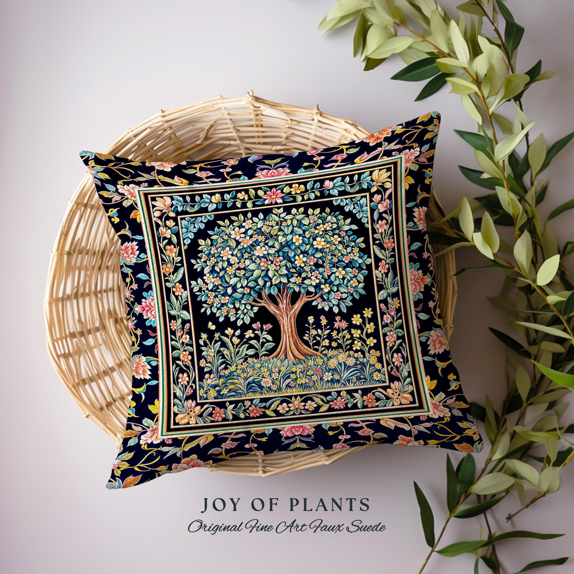 Eclectic Whimsy Tree of Life Tapestry Pillow Decorative Throw Cushion