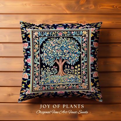 Eclectic Whimsy Tree of Life Tapestry Pillow Decorative Throw Cushion
