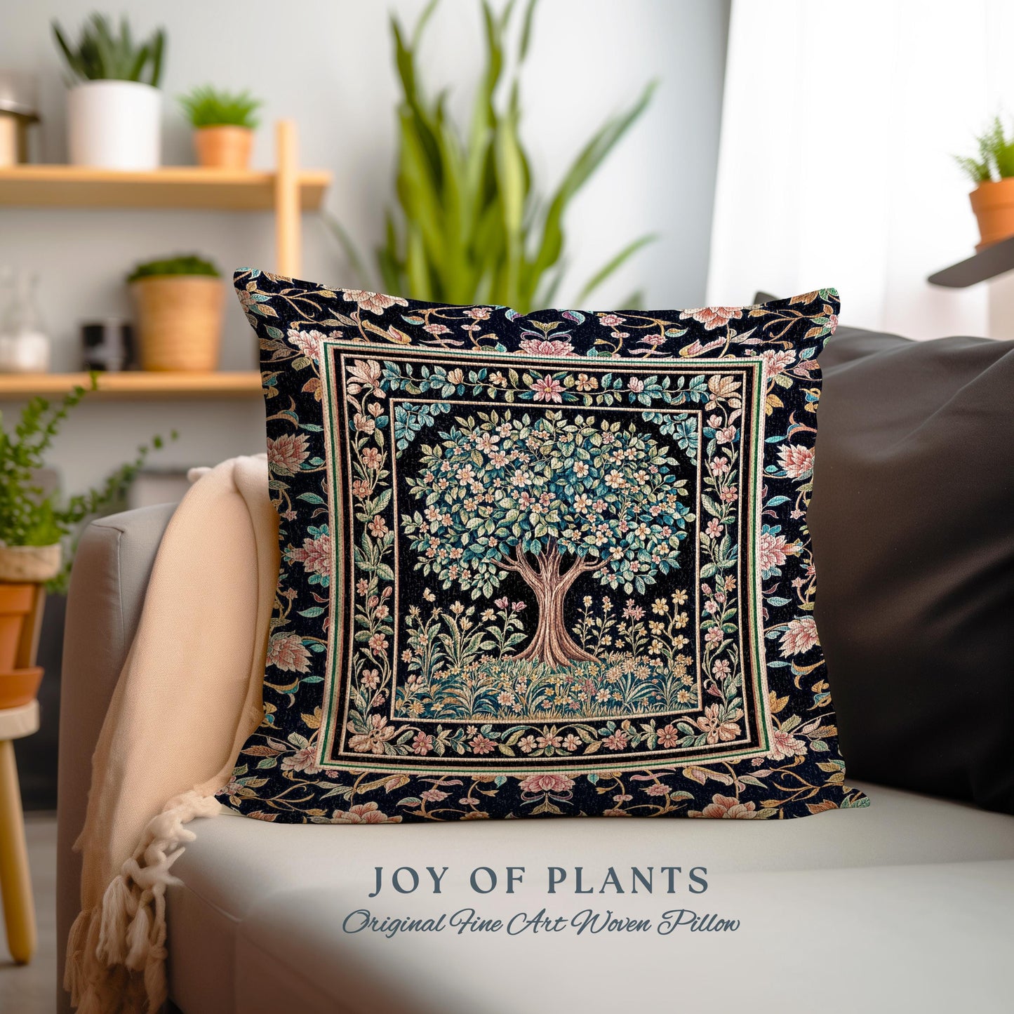 Eclectic Whimsy Tree of Life Tapestry Pillow Decorative Throw Cushion